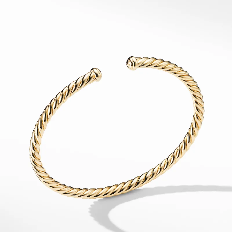 Bracelets with woven leather for rustic style -David Yurman The Cable Collection® Bracelet in 18-Karat Yellow Gold