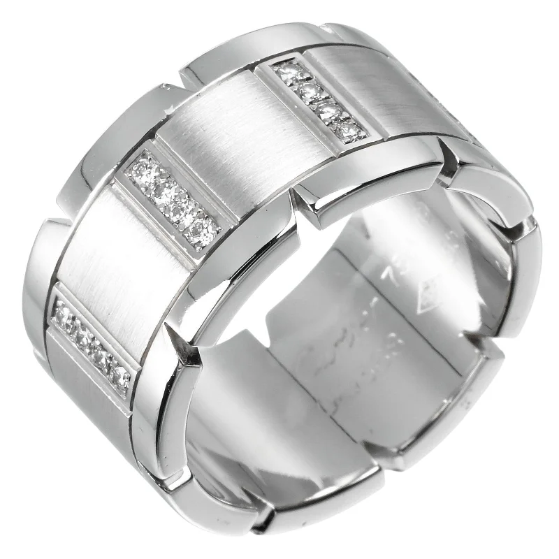 Rings with pave-set gemstones for brilliance -Cartier Tank Francaise Ring K18 White Gold Diamond