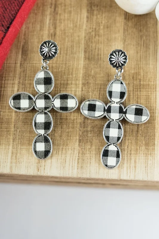 Drop Earrings for Shopping Trip -SALE! Concho and Cross White and Black Tipton Earrings