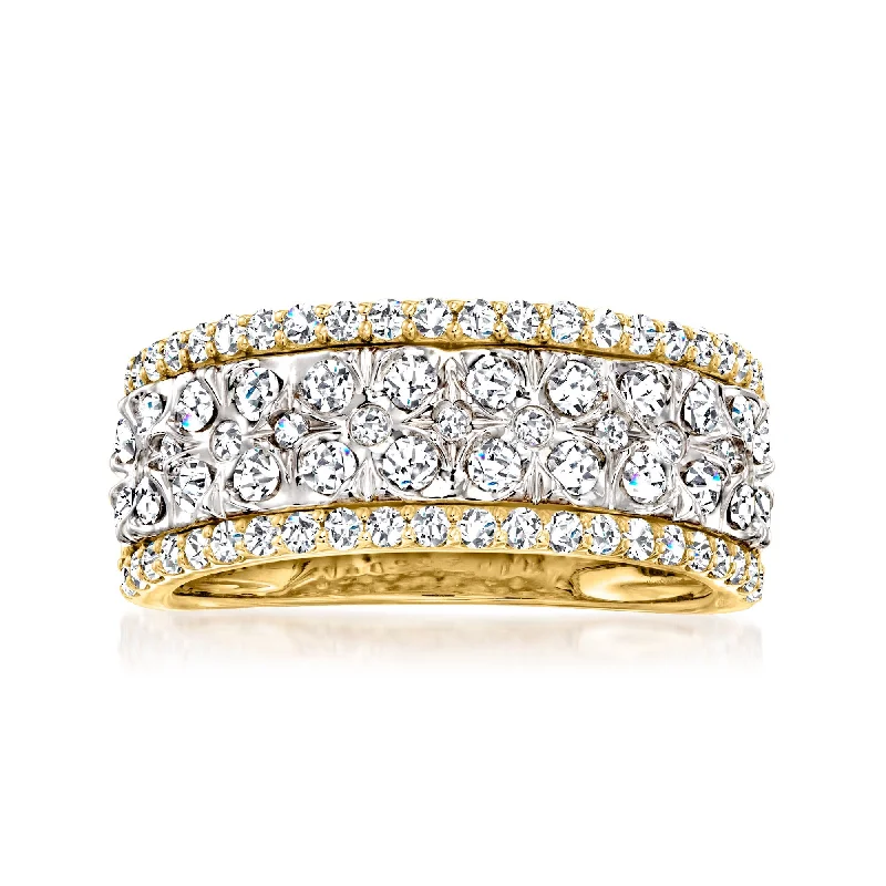 Rings with hammered silver for rustic appeal -Ross-Simons Diamond Cluster Ring in 14kt 2-Tone Gold