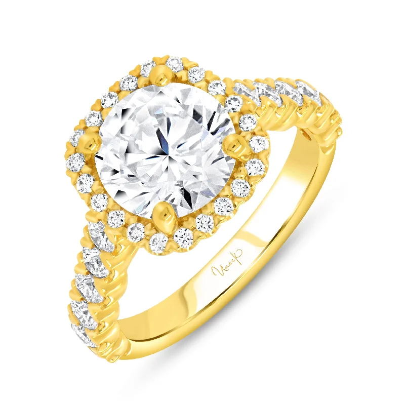 0.85ctw Round Halo Engagement Ring