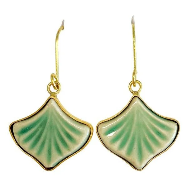 Drop Earrings with Floral Motifs -Ginko Green Earrings