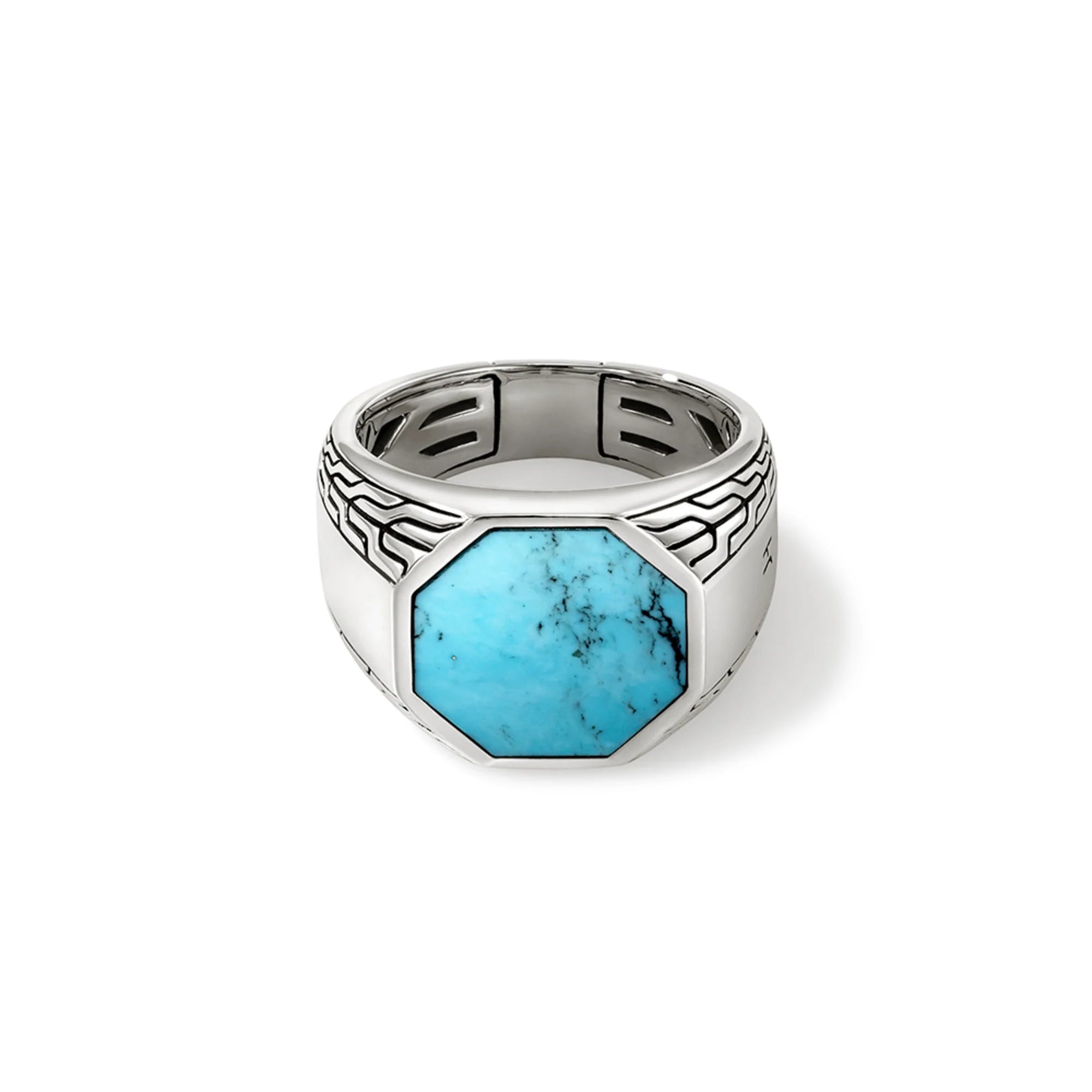 Rings with hexagon-cut stones for trendiness -Turquoise Signet Ring