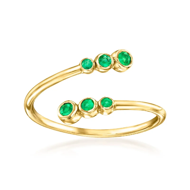 Rings with moonstone gems for ethereal glow -Canaria Emerald Bypass Ring in 10kt Yellow Gold