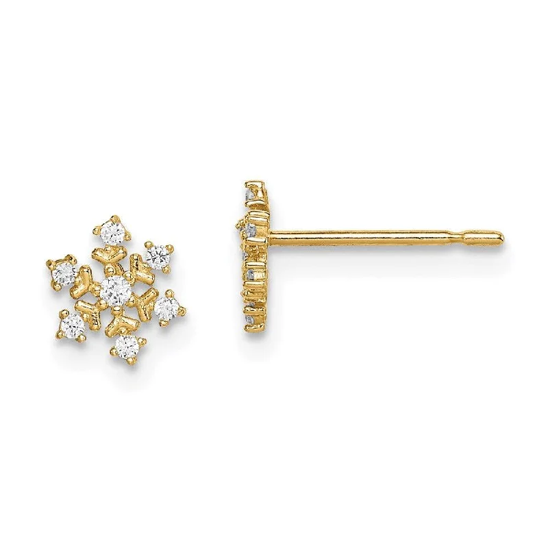 Short Drop Earrings for Subtle -Madi K Kid's 14k  CZ Snowflake Post Earrings