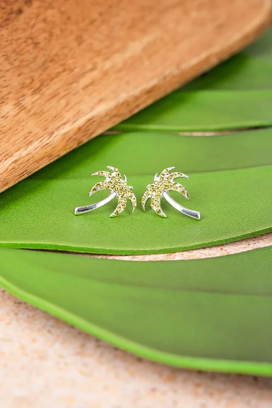 Drop Earrings for Fitness Activities -SALE! Isabela Island Green Palm Earrings