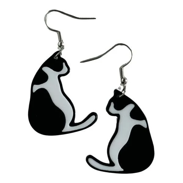 Drop Earrings for Office Wear -Pop Simple Cat Black Earrings