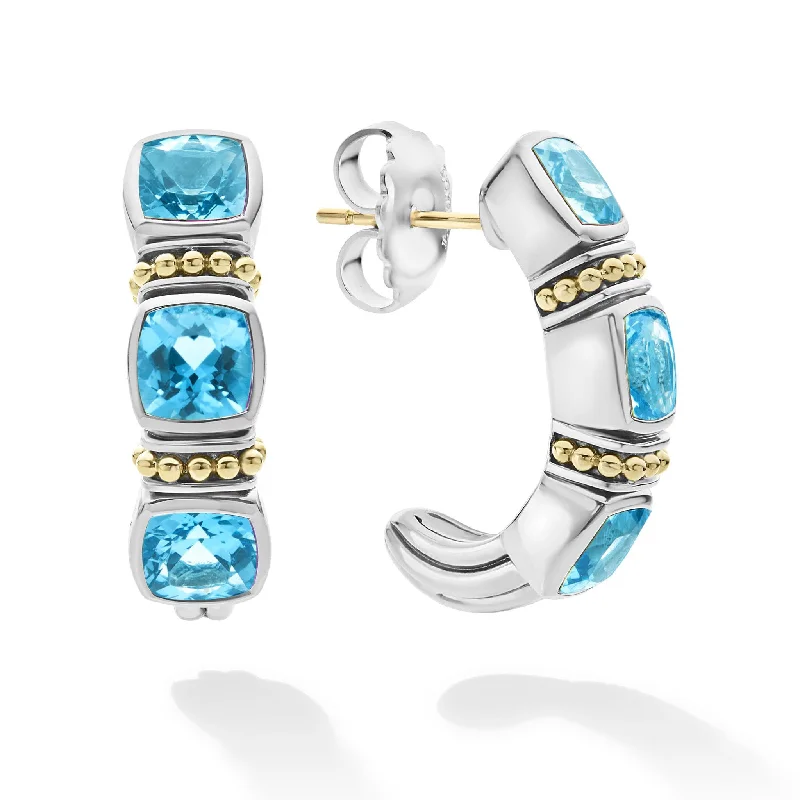 Best hoop earrings with asymmetrical designs for a fashion-forward, avant-garde look-Swiss Blue Topaz Hoop Earrings