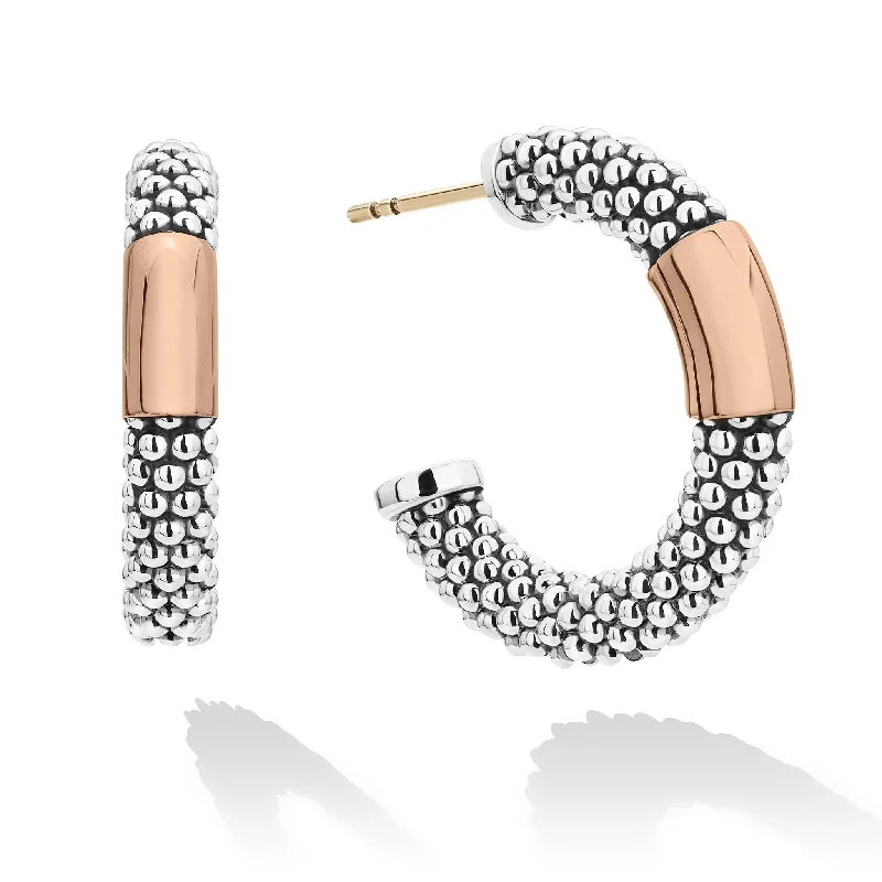 Best hoop earrings with infinity designs for a timeless and meaningful symbol-Rose Gold Station Caviar Hoop Earrings