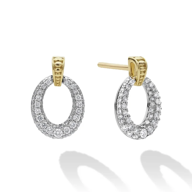 Best hoop earrings with satin ribbons for a soft, feminine appearance-18K Gold Oval Drop Diamond Earring