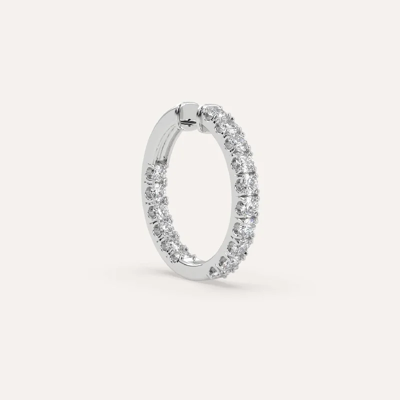 Hoop earrings with stacked layers for a bold and textured design-1 1/2 carat Single Diamond Hoop Earring