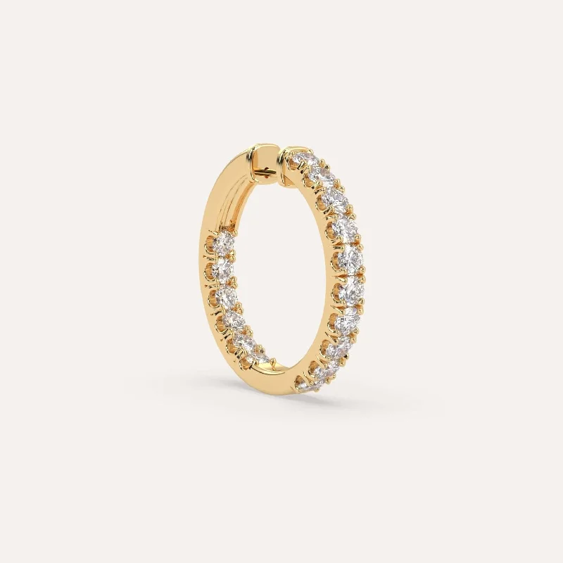 Best hoop earrings with gemstone accents for a colorful and elegant appearance-1 1/2 carat Single Diamond Hoop Earring