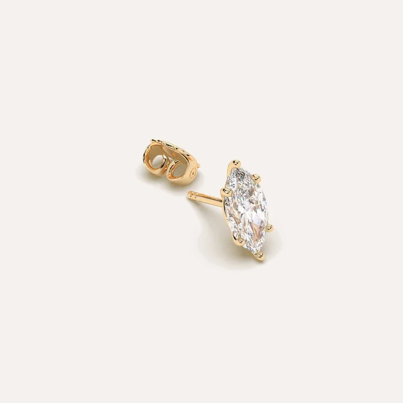 Hoop earrings with luxe velvet finishes for a rich and luxurious touch-1 1/2 carat Single Marquise Diamond Stud Earring