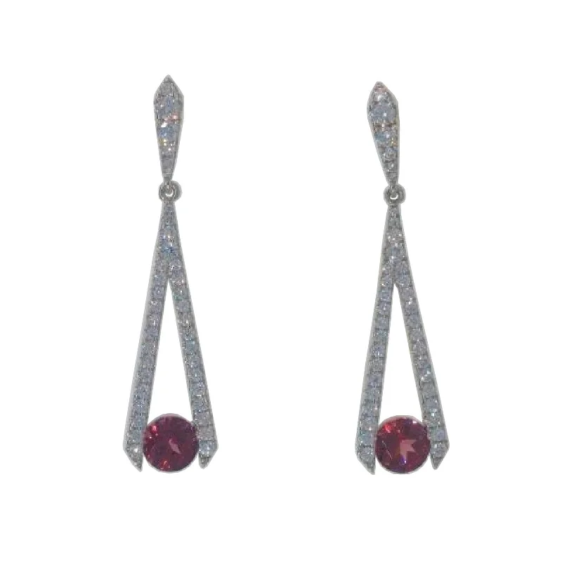 Hoop earrings with floral motifs for a feminine and nature-inspired look-Garnet & Diamond Dangle Earrings