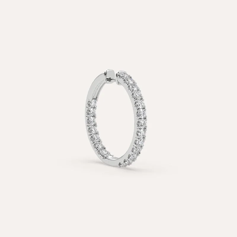 Hoop earrings with open designs for a modern, lighthearted vibe-1 carat Single Diamond Hoop Earring