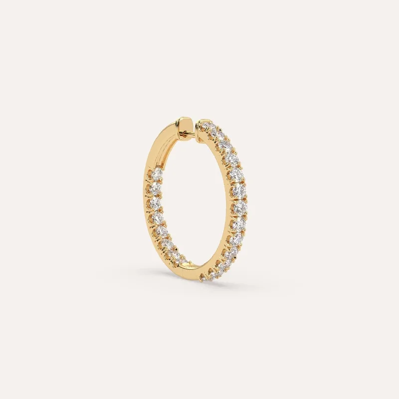 Stylish hoop earrings with diamond accents for an elegant and sparkling effect-1 carat Single Diamond Hoop Earring