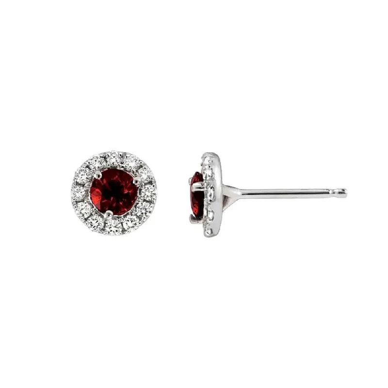 Best hoop earrings with tribal designs for a cultural and exotic aesthetic-Garnet and Diamond Halo Earrings