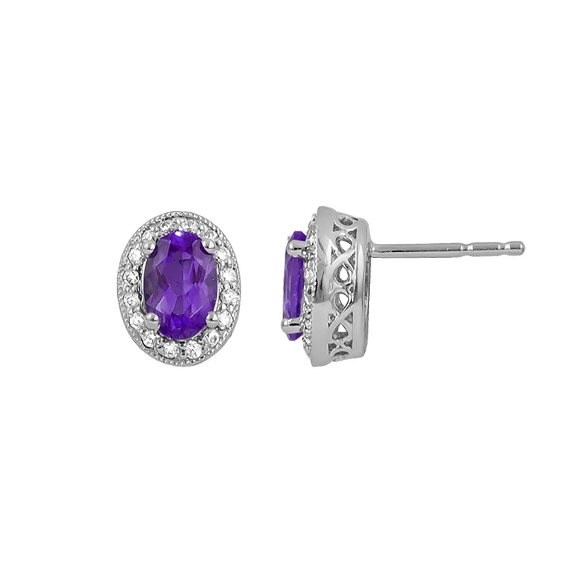 Best hoop earrings with butterfly motifs for a playful and whimsical appearance-Amethyst & Diamond Earrings