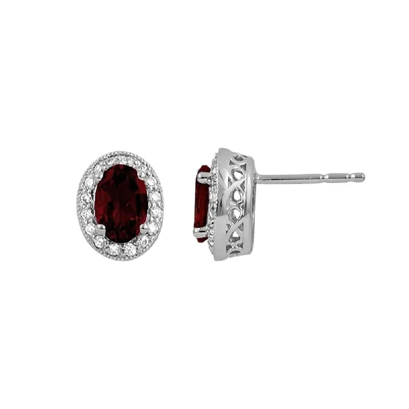 Hoop earrings with stacked layers for a bold and textured design-Garnet and Diamond Earrings