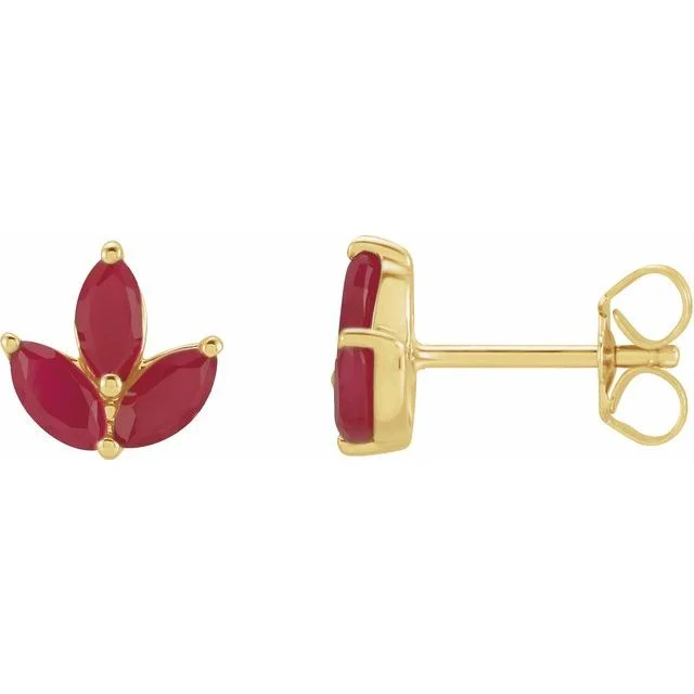 Hoop earrings with intricate designs for a unique and artistic appearance-14k Gold & Gemstone Marquise Cluster Earrings