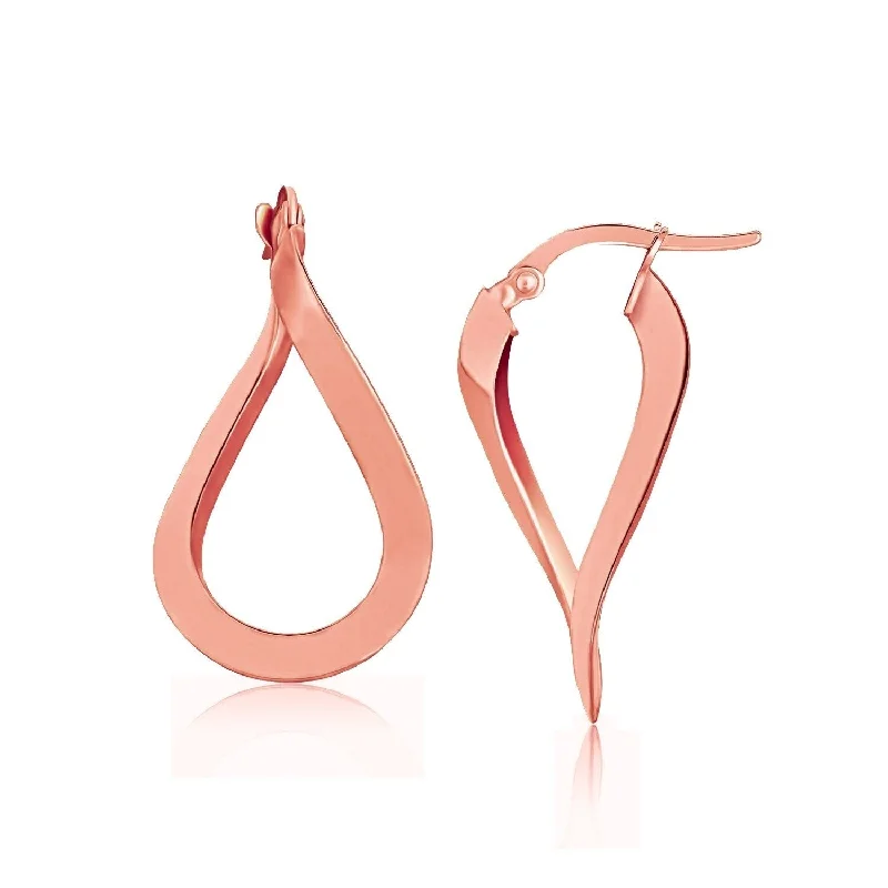 Hoop earrings with crescent moon shapes for a celestial and mystical appearance-14k Rose Gold Twisted Style Freeform Hoop Earrings