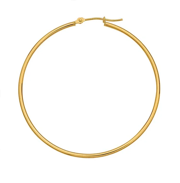 Hoop earrings with artistic filigree designs for an intricate, delicate finish-14K Yellow Gold Tubing Hoop Earrings 45mm