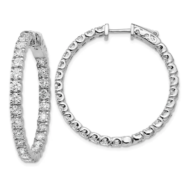 Hoop earrings with twisted leather for a chic and modern boho look-14k White Gold Lab Grown Diamond Hoop Earrings ( Clarity- SI1-SI2, Color- G-H)