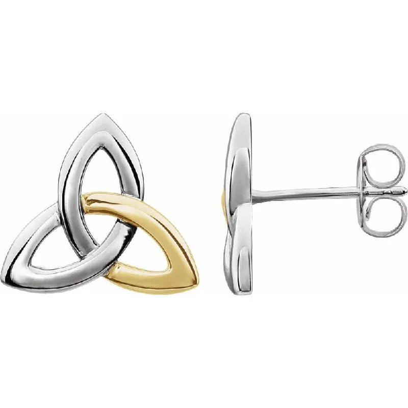 Best hoop earrings with custom engravings for a personalized and meaningful gift-14k White & Yellow Trinity Earrings