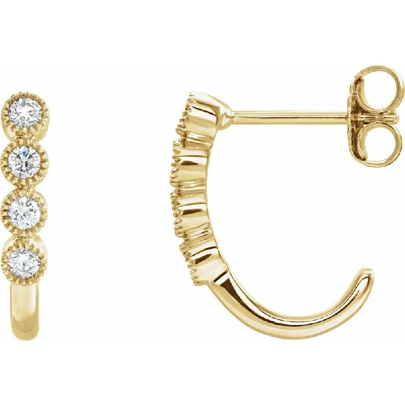 Best hoop earrings with oval shapes for a unique and elongated design-14k Yellow Gold 1/4 CTW Diamond J-Hoop Earring for Women