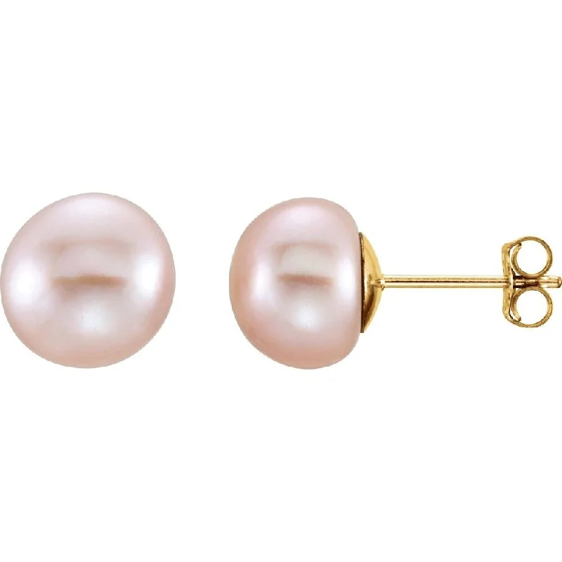 Best hoop earrings with twisted rope designs for a nautical-inspired style-14k Yellow Gold 8-9 mm Pink Freshwater Pearl Stud Earring for Women