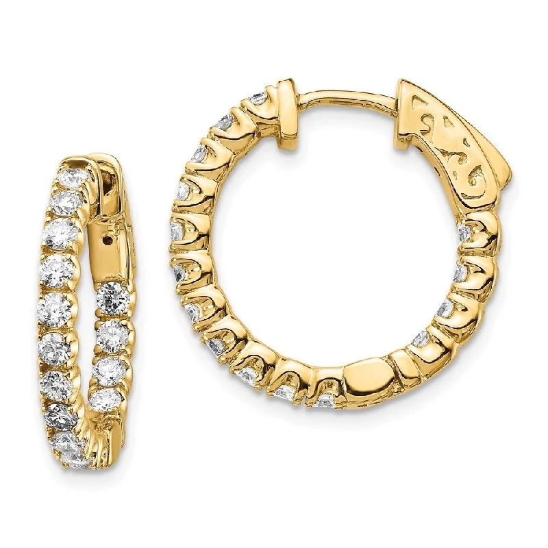 Best hoop earrings with stacked layers for a dimensional and bold look-14k Yellow Gold Lab Grown Diamond Hoop Earrings ( Clarity- SI1-SI2, Color- G-H)