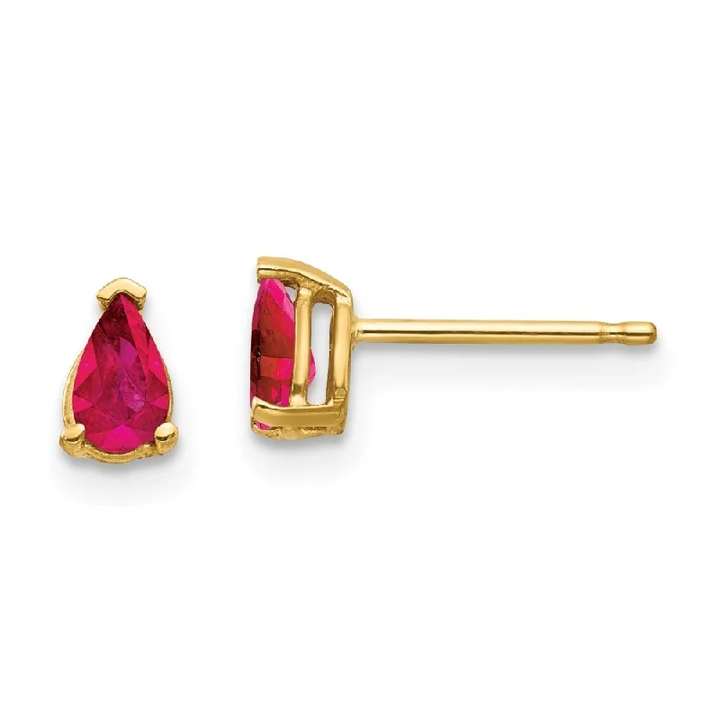 Best hoop earrings with cubic zirconia for a budget-friendly, dazzling look-14k Yellow Gold Ruby Earrings (L-6 mm, W-3 mm)