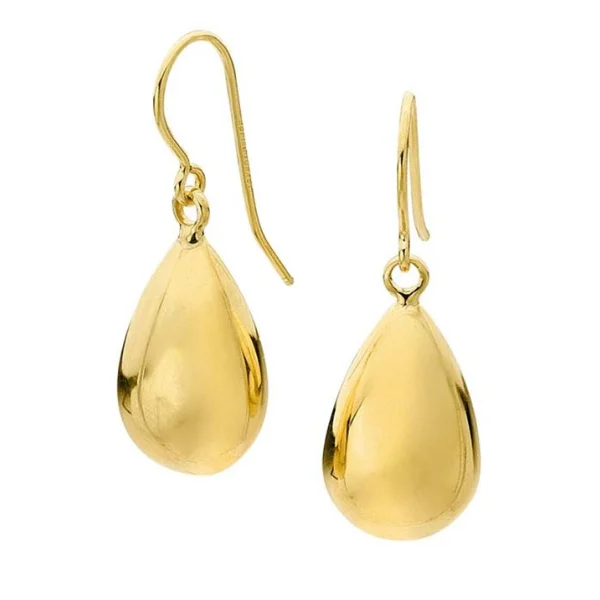 Hoop earrings with enamel stripes for a colorful and eye-catching design-14K Yellow Gold Tear Drop Dangle Earrings