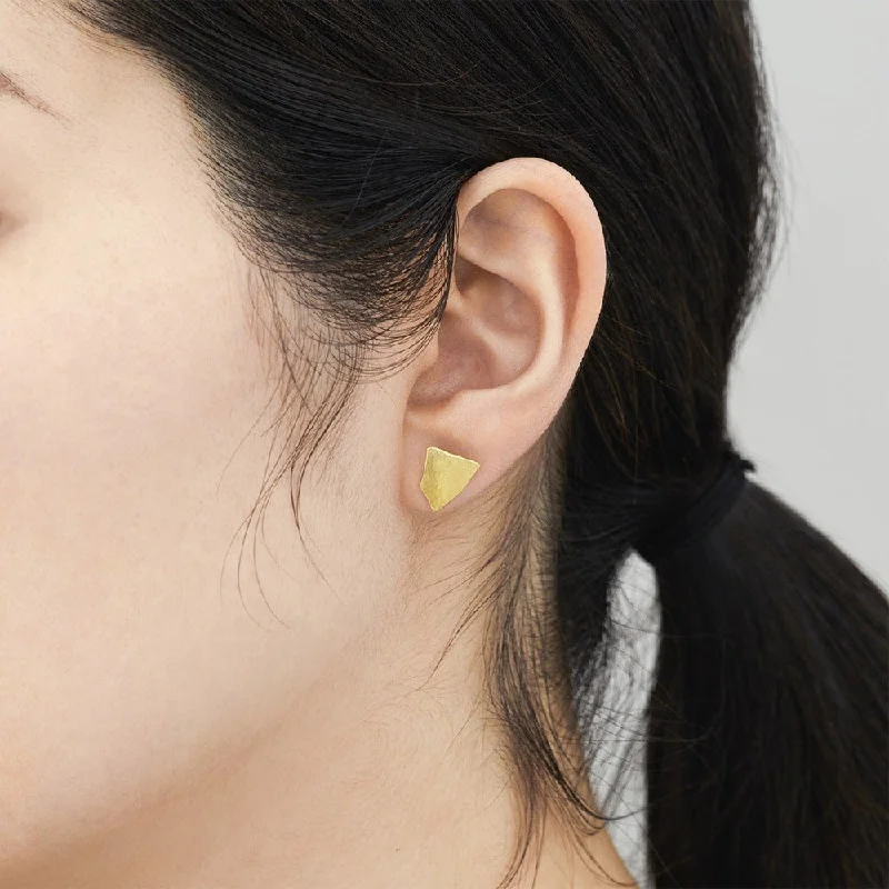 Best hoop earrings with asymmetrical designs for a fashion-forward, avant-garde look-18k Yellow Gold Shield Studs