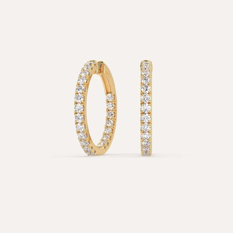 Best hoop earrings with sterling silver for an affordable and chic design-2 carat Diamond Hoop Earrings