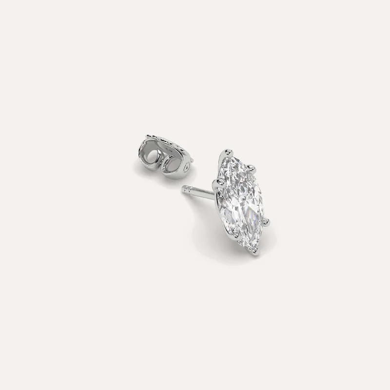 Hoop earrings with polished metal for a shiny and high-quality finish-2 carat Single Marquise Diamond Stud Earring