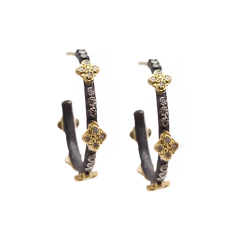 Stylish hoop earrings with diamond accents for an elegant and sparkling effect-Diamond Crivelli Cross Hoop Earrings