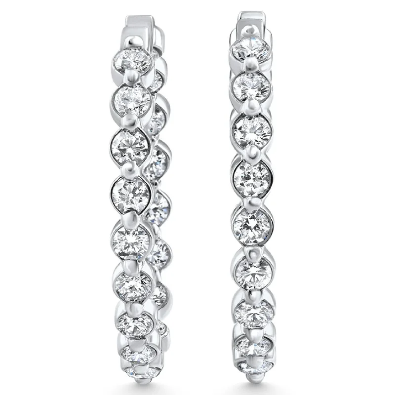 Best hoop earrings with butterfly motifs for a playful and whimsical appearance-4.56 Ct Single Prong Diamond Hoops Gold Lab Grown Women's Earrings 1.25"