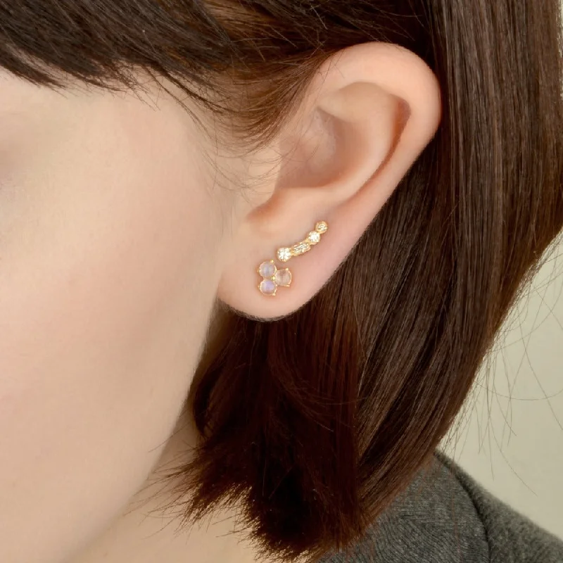 Hoop earrings with circle designs for a classic and timeless shape-4-Stone Round & Baguette Diamond Climber Earrings