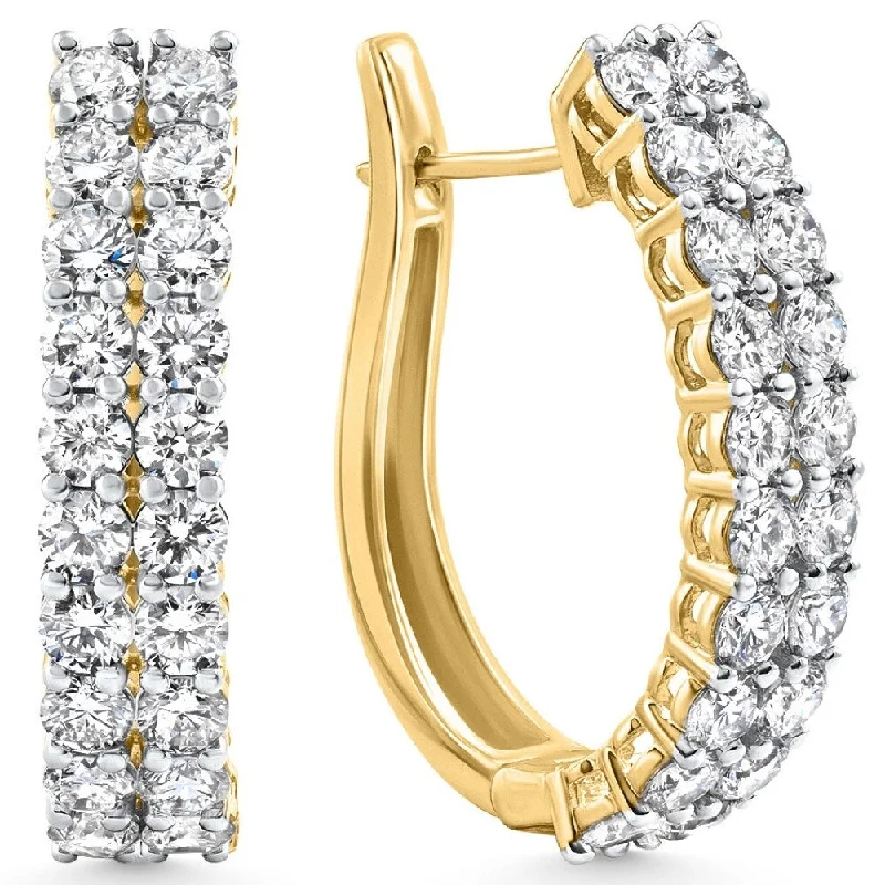 Best hoop earrings with tribal designs for a cultural and exotic aesthetic-5.26Ct Diamond 1" Tall Hoops Yellow Gold Women's Earrings Lab Grown