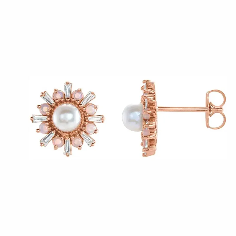 Best hoop earrings with snake-inspired designs for an edgy and fierce vibe-Akoya Pearl, Opal, and Diamond Halo Earrings