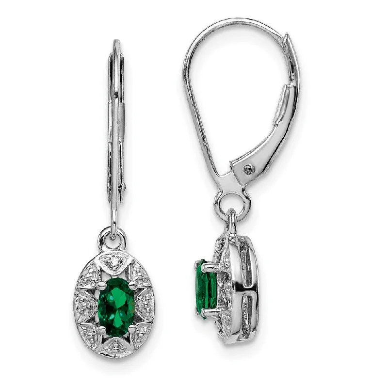 Hoop earrings with intricate designs for a unique and artistic appearance-925 Sterling Silver Diamond and Gemstone Drop Dangle Earrings (L-26 mm, W-7 mm)