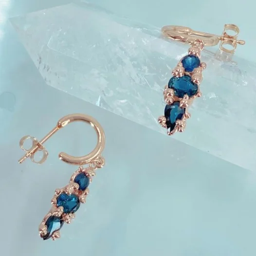 Best hoop earrings with vintage coins for a retro, antique-inspired style-Blue Sapphire Hoop Studs