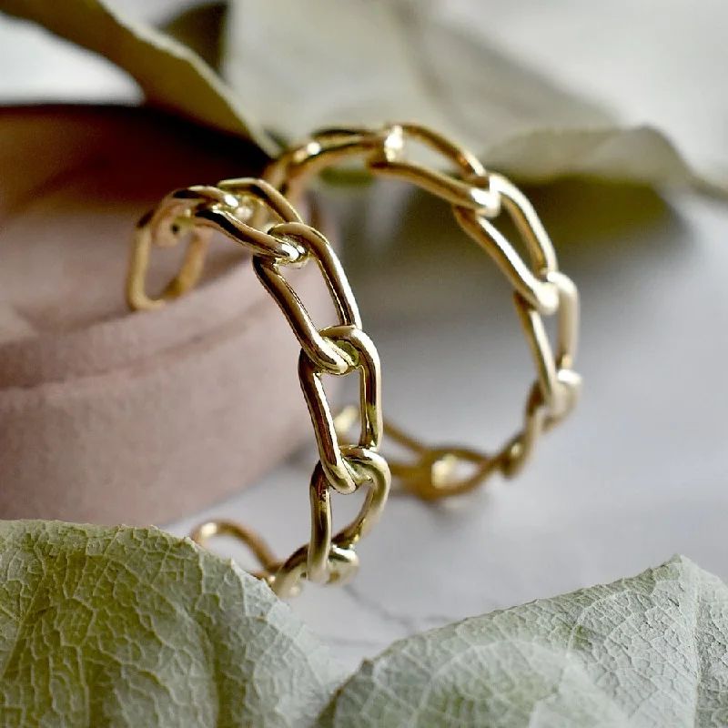 Hoop earrings with circle designs for a classic and timeless shape-Brass Chain Link Hoops