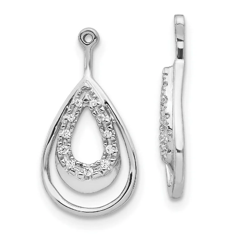 Stylish hoop earrings with diamond accents for an elegant and sparkling effect-Curata 14k White Gold Diamond Earrings Jackets Measures 19x10mm Wide