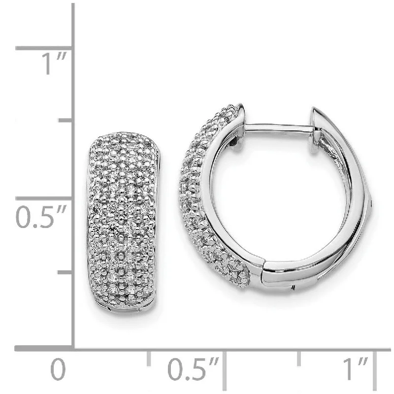 Hoop earrings with infinity loop designs for a continuous and eternal shape-Curata 14k White Gold Diamond Hinged Hoop Earrings Measures 15x15mm Wide 6mm Thick