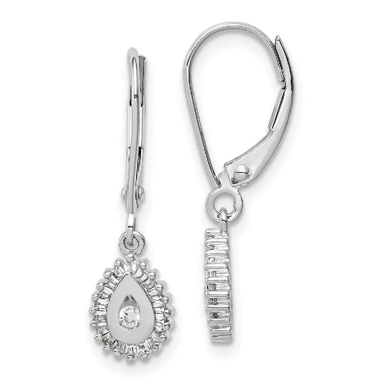 Lightweight hoop earrings for comfortable and all-day wear-Curata 14k White Gold Diamond Leverback Earrings Measures 23x6mm Wide