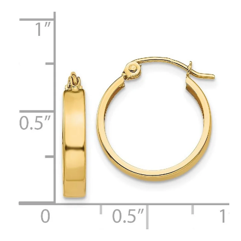 Best hoop earrings with custom designs for a personalized, unique accessory-Curata 14k Yellow Gold Polished 3x16mm Squared Tube Hoop Earrings