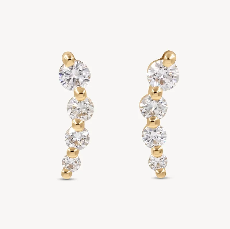 Best hoop earrings with geometric pendants for a modern, chic appeal-Curved Diamond Studs