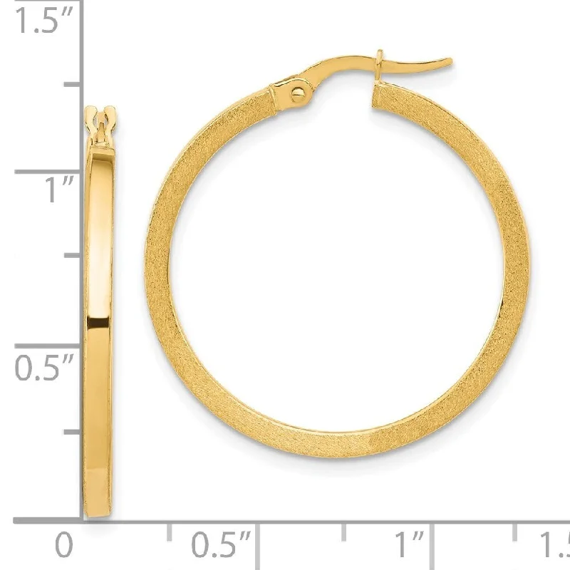 Hoop earrings with infinity loop designs for a continuous and eternal shape-Diamond2Deal 10k Yellow Gold Brushed and Polished Round Hoop Earrings (L-30mm, W-29.5mm)